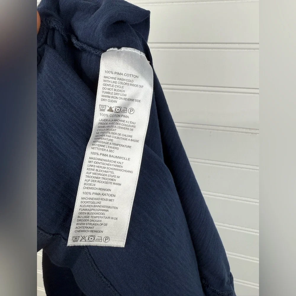 Tommy Bahama women’s navy blue braided collar tunic, 3/4 sleeves. 100% cotton. M - Picture 6 of 6